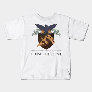 Horseshoe Point Anti-Minotaur Military Academy Logo Kids T-Shirt